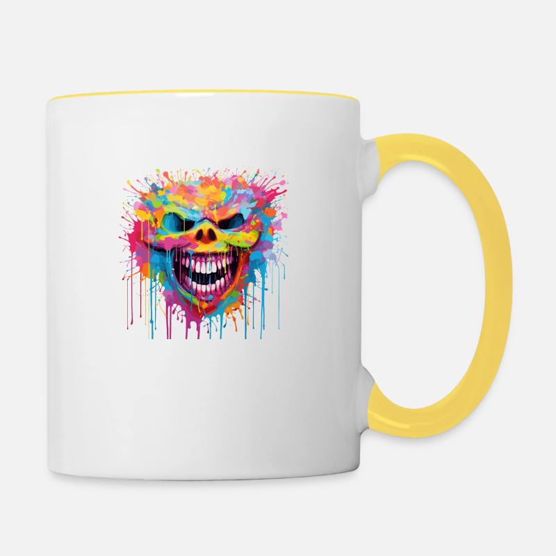 rire noir - Mug contrasté - blanc/jaune