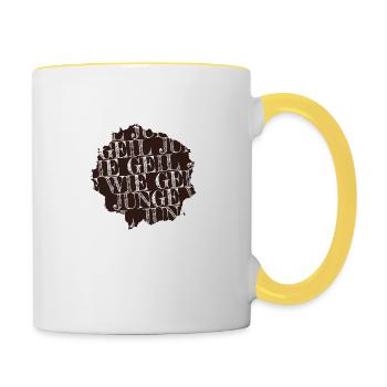 lustiger spruch witzig geburtstagsgeschenkidee - Tasse zweifarbig - Weiß/Gelb - Rechts