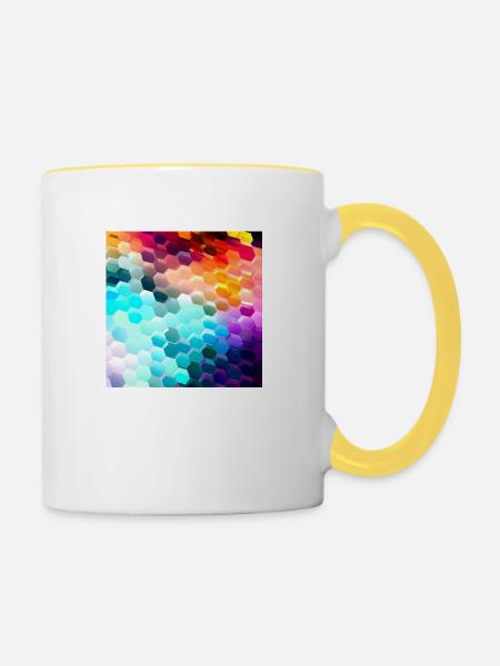 Bunter Hexagon-Rausch - Tasse zweifarbig - Weiß/Gelb
