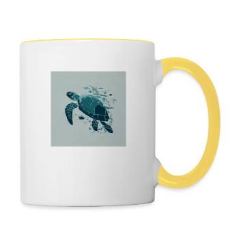 weniger plastik, mehr leben - Tasse zweifarbig - Weiß/Gelb - Rechts