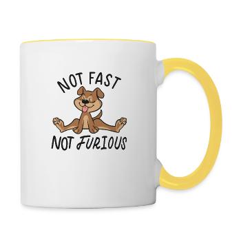 Not Fast Not Furious: Entspannter Style chillig - Tasse zweifarbig - Weiß/Gelb - Rechts