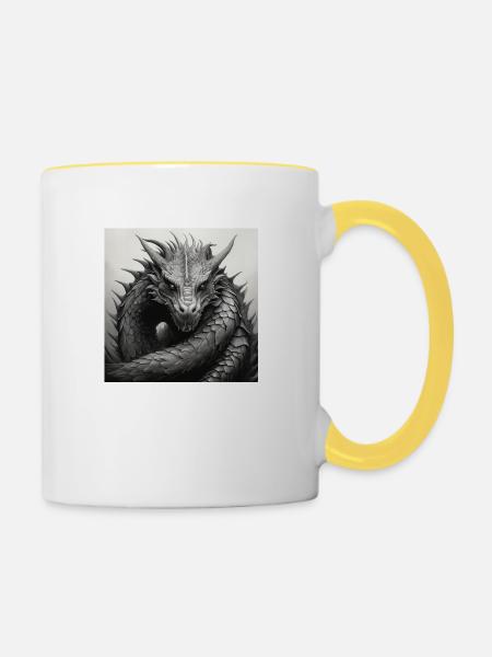 Drache Beschützer - Tasse zweifarbig - Weiß/Gelb
