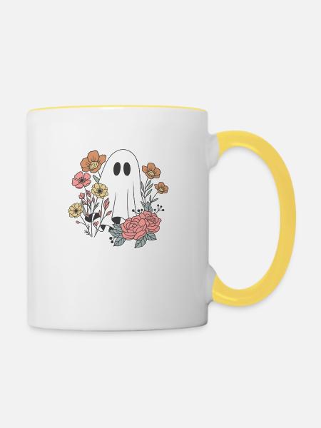 ghost flower - Tasse zweifarbig - Weiß/Gelb