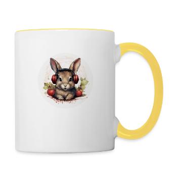 Profitez de votre musique My Bunny 2 - Mug contrasté - blanc/jaune - Droite