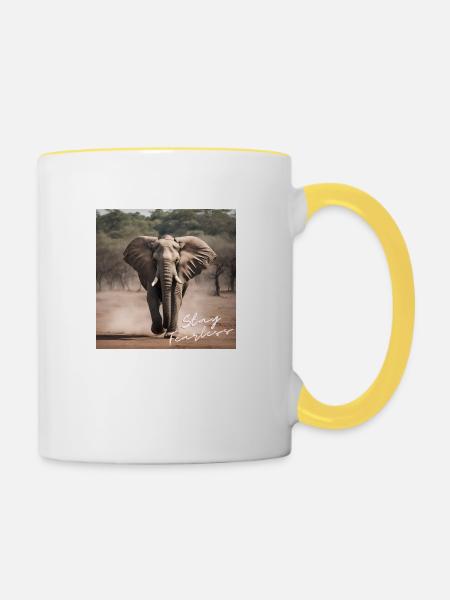 Stay Fearless - Elefant Design - Tasse zweifarbig - Weiß/Gelb