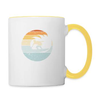 Surfer Surfbrett Runde Welle Vintage Surfen Strand - Tasse zweifarbig - Weiß/Gelb - Rechts