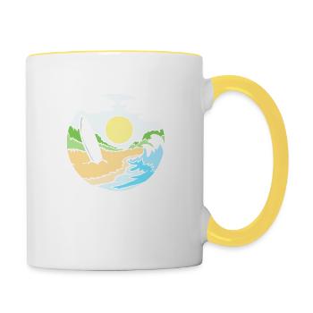 Surfen Strand Surfbrett Meer Surfer Welle Sonne - Tasse zweifarbig - Weiß/Gelb - Rechts