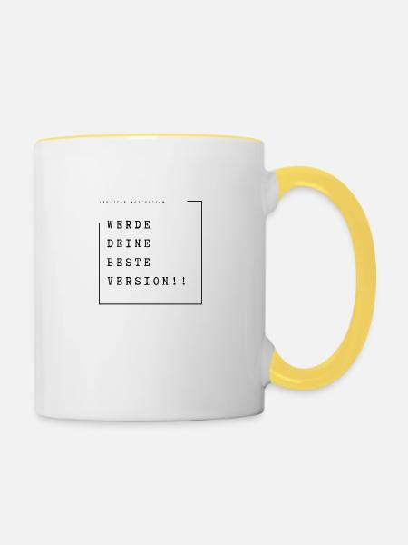 Werde deine Beste Version! - Tasse zweifarbig - Weiß/Gelb