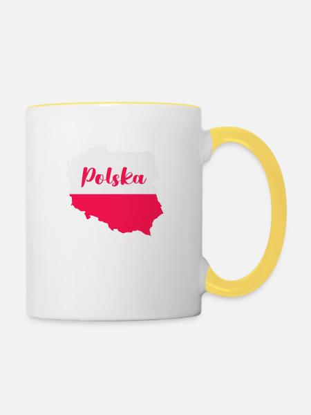 polen polska - Tasse zweifarbig - Weiß/Gelb