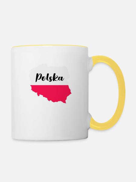 polen polska - Tasse zweifarbig - Weiß/Gelb