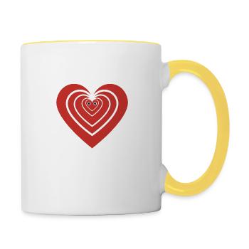 Red and White Heart Spider - Contrasting Mug - white/yellow - Right