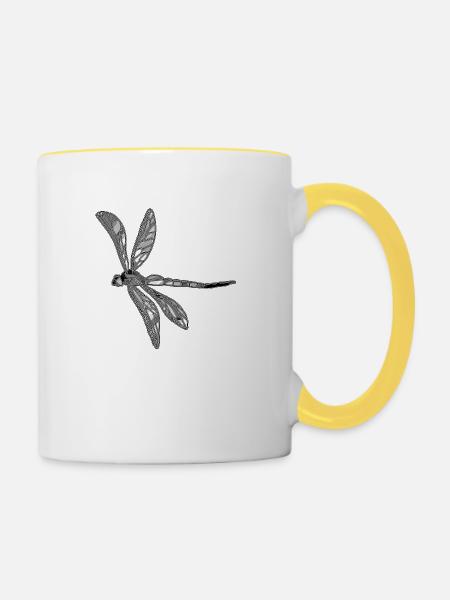 Libelle - Tasse zweifarbig - Weiß/Gelb