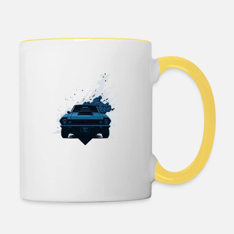 Grafitti auto - Mug contrasté - blanc/jaune