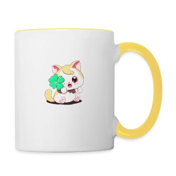 Cats Trèfle - Mug contrasté - blanc/jaune - Droite