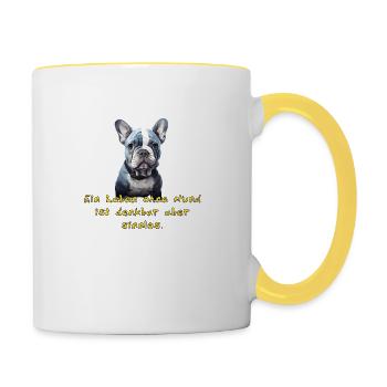 Bulldogge - Tasse zweifarbig - Weiß/Gelb - Rechts