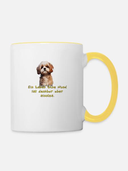 Shitzu Puppy - Tasse zweifarbig - Weiß/Gelb