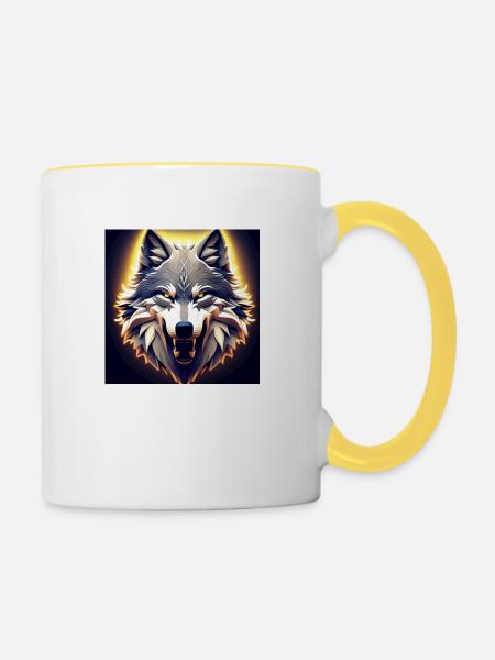 Wolfskopf - Tasse zweifarbig - Weiß/Gelb