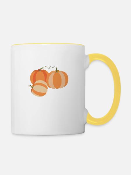 Kürbisse - Tasse zweifarbig - Weiß/Gelb