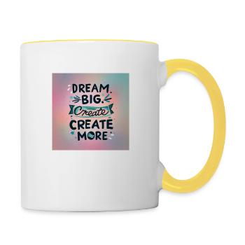 Dream Big Create more - Tasse zweifarbig - Weiß/Gelb - Rechts