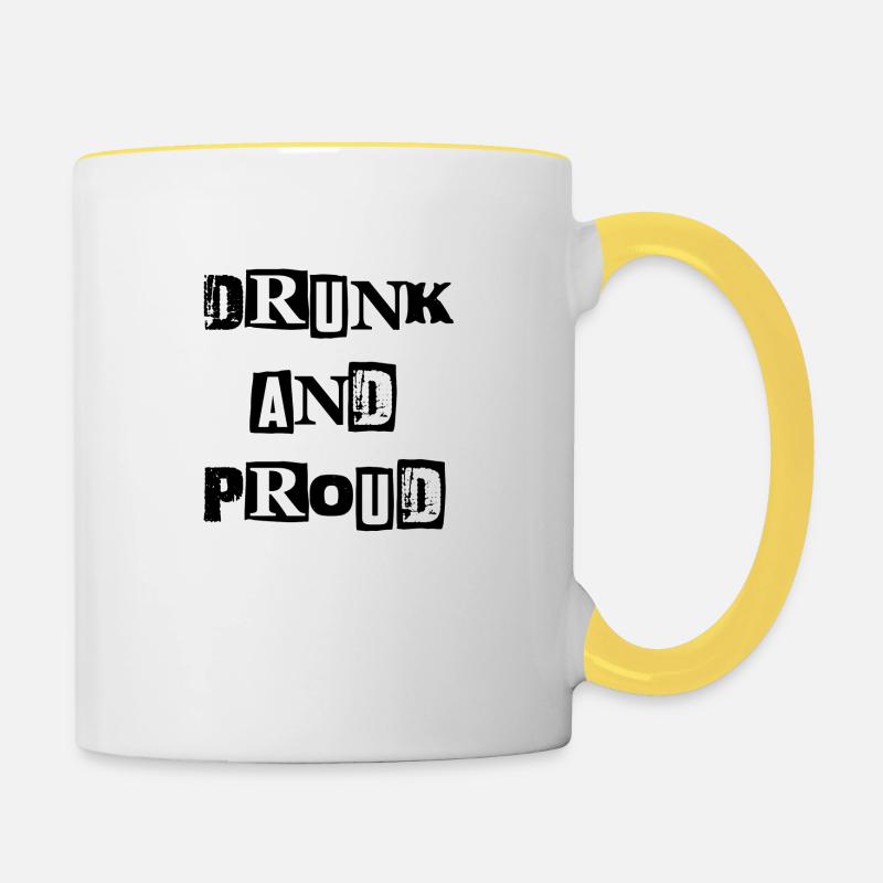 Drunk Proud - Contrasting Mug - white/yellow