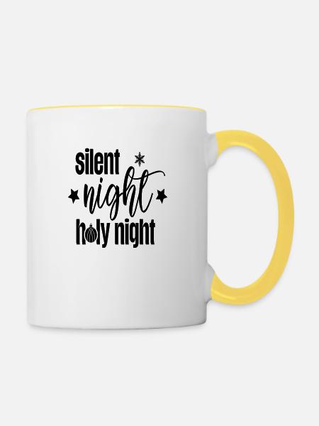 Silent Night Holy Night - Tasse zweifarbig - Weiß/Gelb