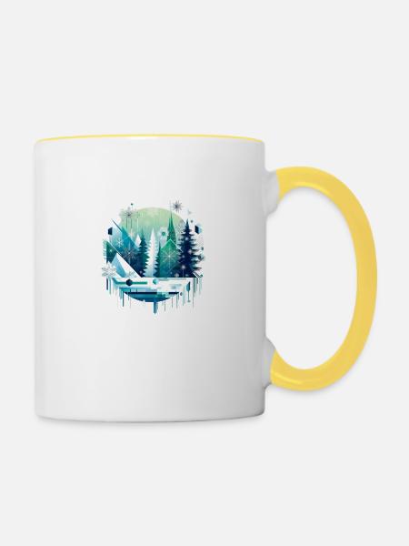 winter welt - Tasse zweifarbig - Weiß/Gelb