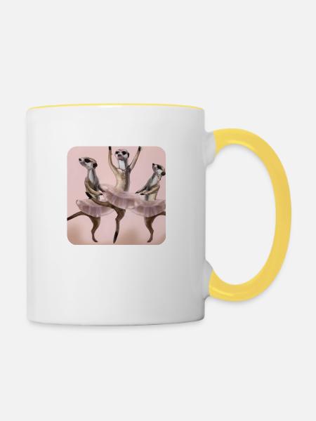 Ballett Erdmännchen - Tasse zweifarbig - Weiß/Gelb