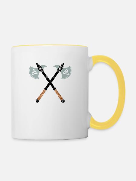 äxte axt - Tasse zweifarbig - Weiß/Gelb