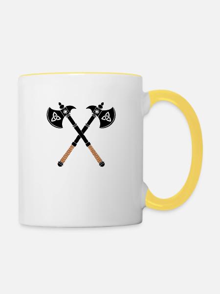 äxte axt - Tasse zweifarbig - Weiß/Gelb
