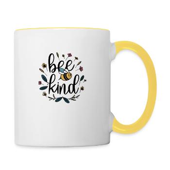 Bee Kind T-Shirt - Spread Positivity - Tasse zweifarbig - Weiß/Gelb - Rechts