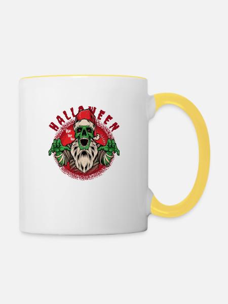 Christmas Halloween - Tasse zweifarbig - Weiß/Gelb