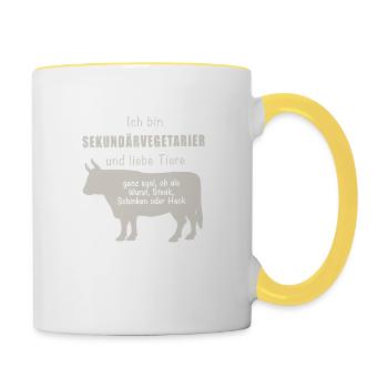 Sekundärvegetarier - Tasse zweifarbig - Weiß/Gelb - Rechts