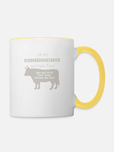 Sekundärvegetarier - Tasse zweifarbig - Weiß/Gelb