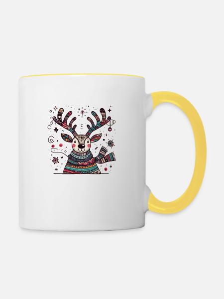 Rudolph - Tasse zweifarbig - Weiß/Gelb