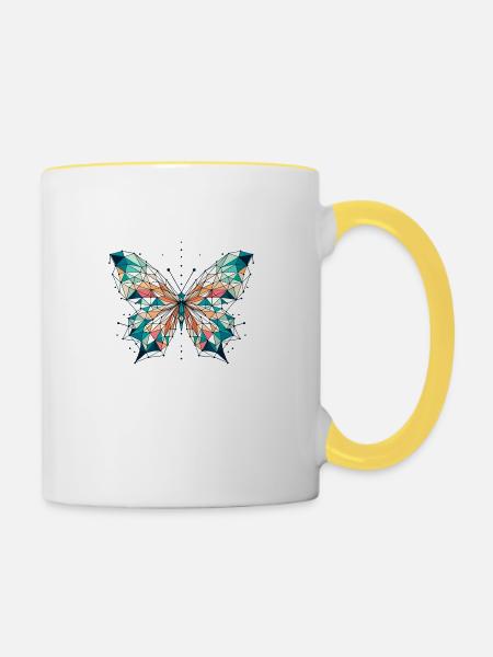 Schmetterling // Butterfly - Tasse zweifarbig - Weiß/Gelb