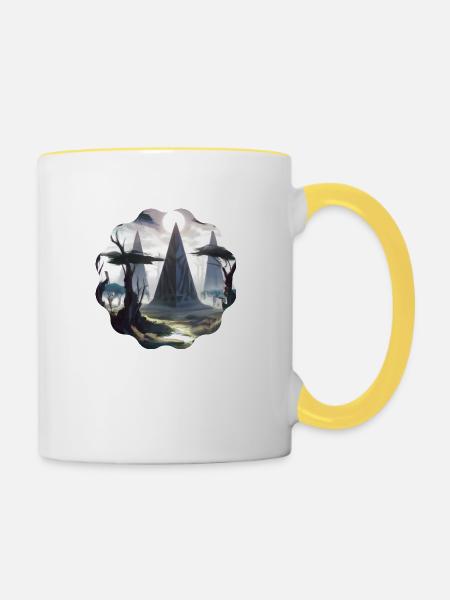 Pyramiden - Tasse zweifarbig - Weiß/Gelb