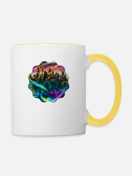 Landschaft - Tasse zweifarbig - Weiß/Gelb