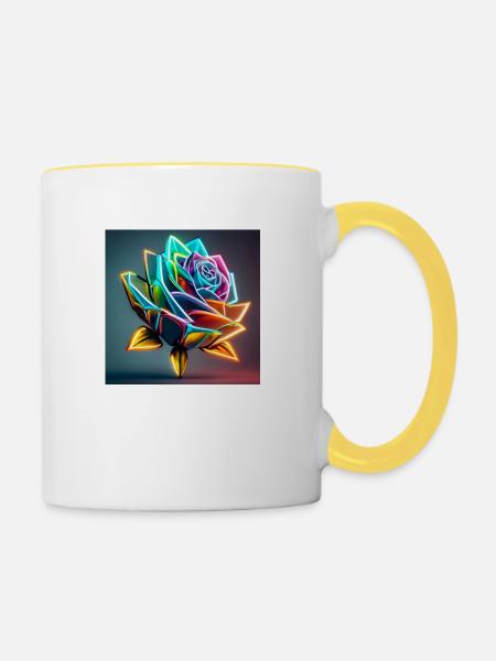 Bunte Rose - Tasse zweifarbig - Weiß/Gelb