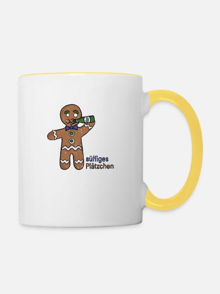 süffiges Plätzchen - Tasse zweifarbig - Weiß/Gelb