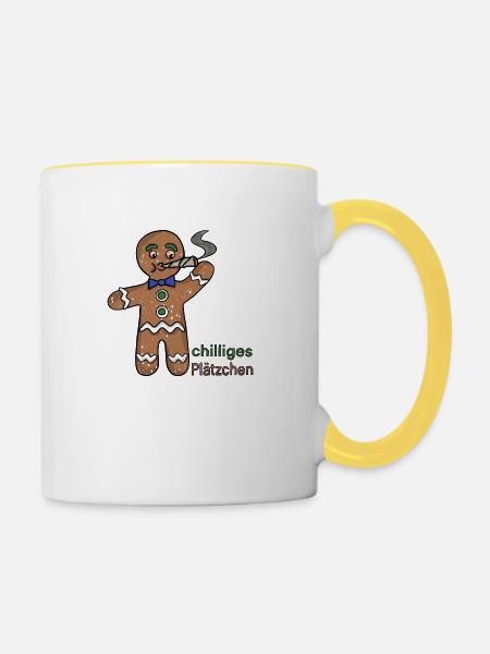 chilliges Plätzchen - Tasse zweifarbig - Weiß/Gelb