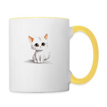 Bimo die kleine Katze - Tasse zweifarbig - Weiß/Gelb - Rechts
