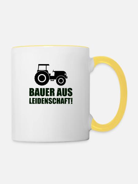 bauer aus leidenschaft - Tasse zweifarbig - Weiß/Gelb
