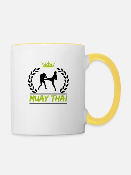 muay thai - Tasse zweifarbig - Weiß/Gelb