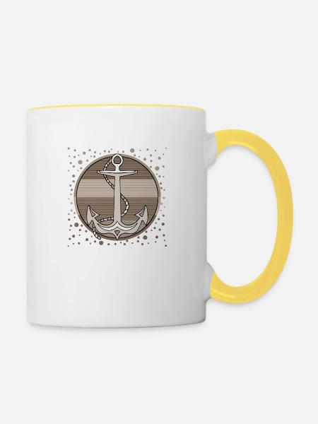 Anker - Tasse zweifarbig - Weiß/Gelb