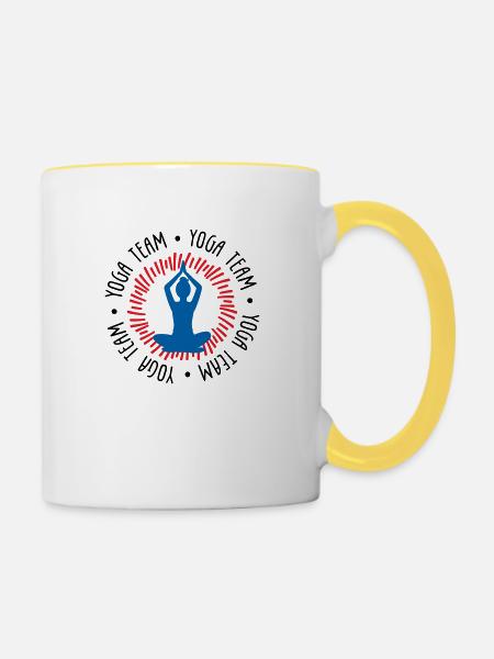 Team-Yoga - Tasse zweifarbig - Weiß/Gelb