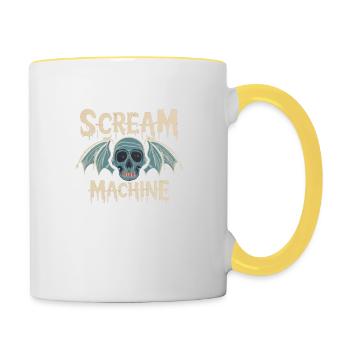Scream Machine T-Shirt - Zeige deine düstere Seite - Tasse zweifarbig - Weiß/Gelb - Rechts