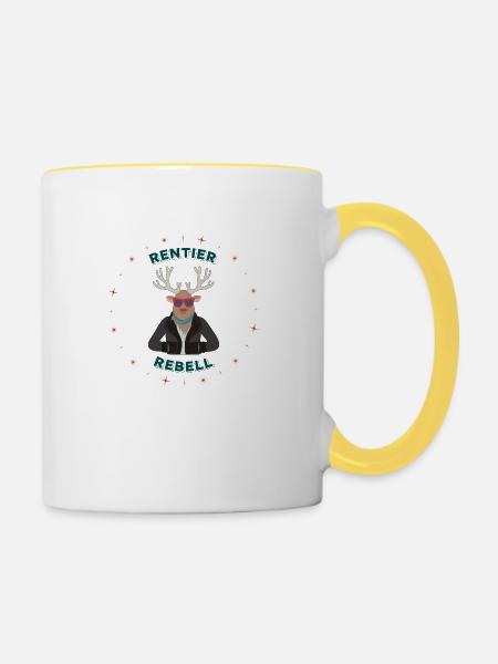 Rentier rocking Rebell - Tasse zweifarbig - Weiß/Gelb
