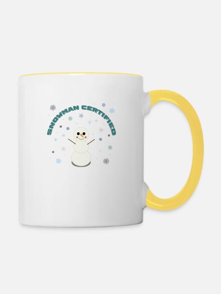 Snowman Certified - Tasse zweifarbig - Weiß/Gelb