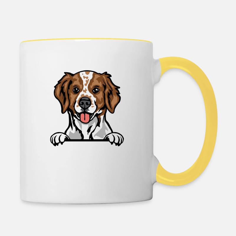 Brittany Spaniel - Contrasting Mug - white/yellow