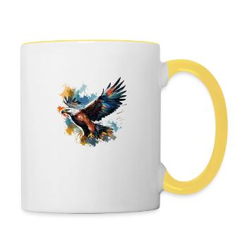 Weißkopfseeadler - Greifvogel Adler - Tasse zweifarbig - Weiß/Gelb - Rechts